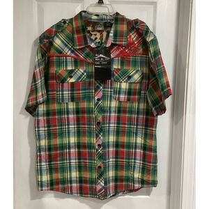 NWOT Vintage Y2K Clench Streetwear Skate Hip Hop Button Down Shirt Size 3XL